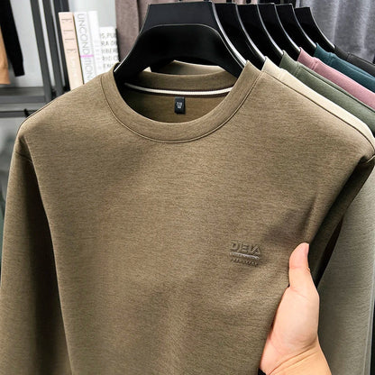 Sweat-shirt homme 2025 nouveau Style printemps et automne homme T-shirt à manches longues en pur coton col rond T-shirt basique à la mode
