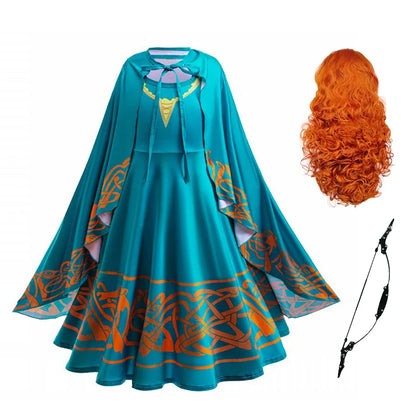 Brave Merida Girl Dress Kids Milk Wire Print Dress Breathable Comfortable Elastic Best Costume for Girl On Halloween Carnival