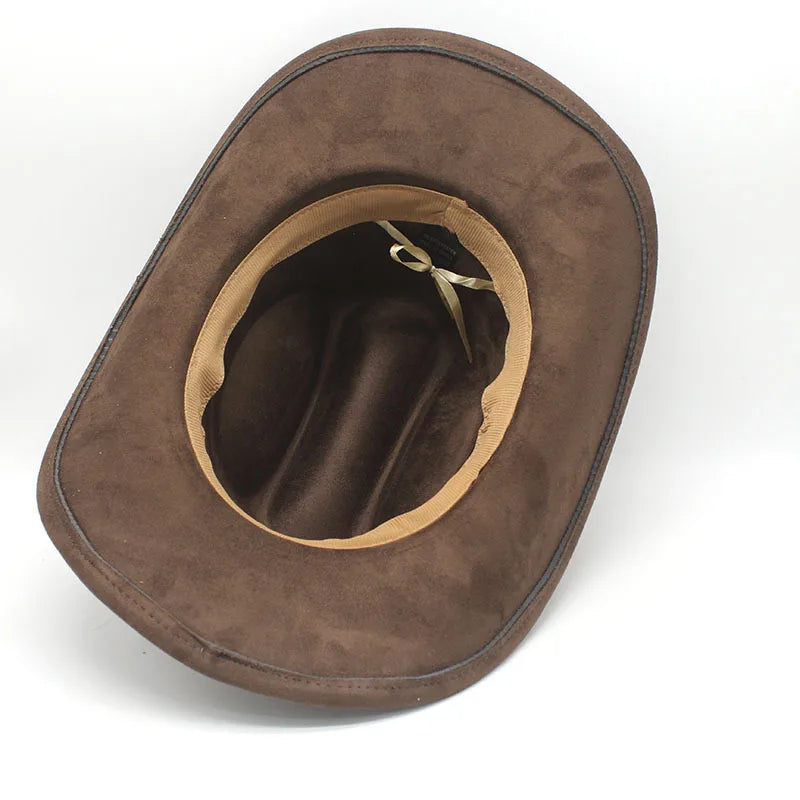 Men's Cowboy Hat with Studded Strap Classic Outdoor Cap with Curved Brim Cotton-Polyester Blend Size 57-58cm Four Seasons