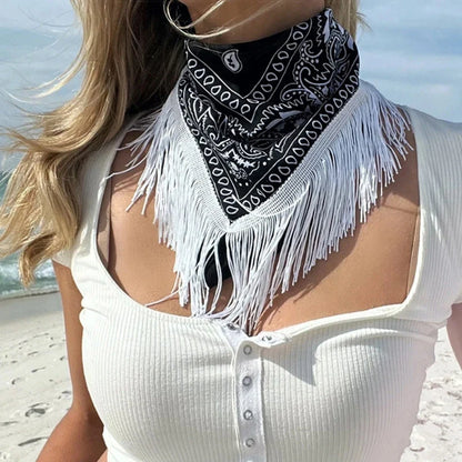 Ensemble Costume de Cowgirl Frangé pour Enterrement de Vie de Jeune Fille Chapeau de Cowboy Imprimé Bandanas Femmes Costumes de Douche Nuptiale Tenue de Soirée