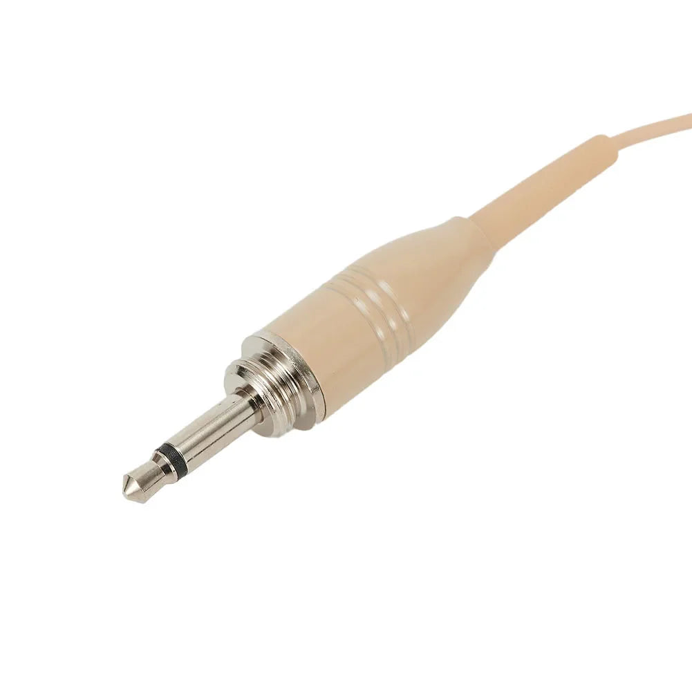 Casque beige à oreillette unique, microphone, fonctionnement mains libres, prise XLR 3,5 mm, 3 broches, 4 broches, avec bonnette de microphone