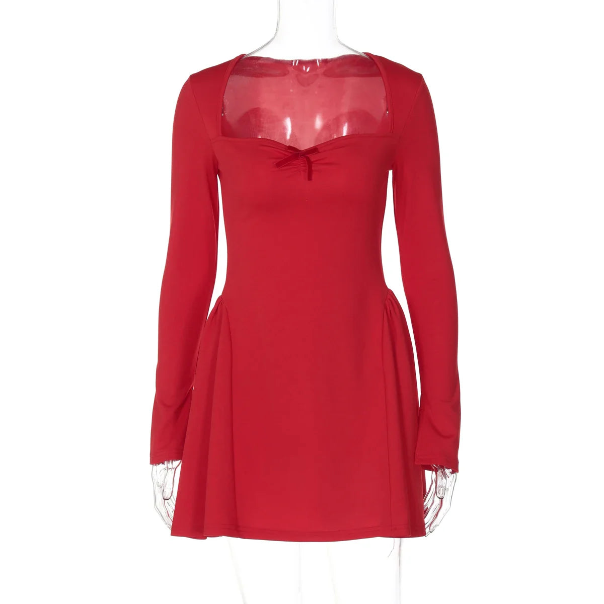 Dulzura Slit Long Flare Sleeves Patchwork A-Line Mini Dress Solid Elegant Sexy Party Prom Wedding Guest Dress Autumn