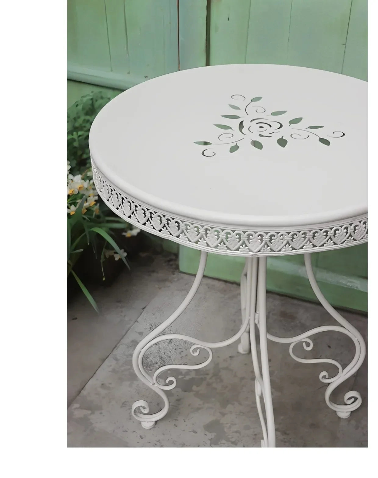 Table d'extérieur en fer européen, balcon de cour, table de terrasse, conception de dentelle, meubles de jardin, décoration de la maison, petite table basse