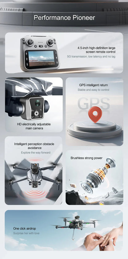K18 Max RC Drone 8K double caméra sans brosse GPS 5G évitement d'obstacles pliable télécommande UAV grand écran quadrirotor VS K19