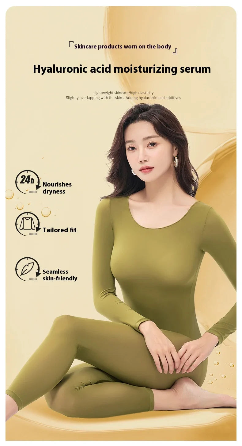 Women's Winter Thermal Underwear, Seamless, Ultra-thin, Single Layer, Shaping, Long Johns, Sexy Ladies Lingerie, L-XL