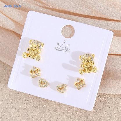 MHS.SUN-Ensemble de Boucles d'Oreilles Creuses en Forme de Cœur, pour Femme et Fille, 3 Paires