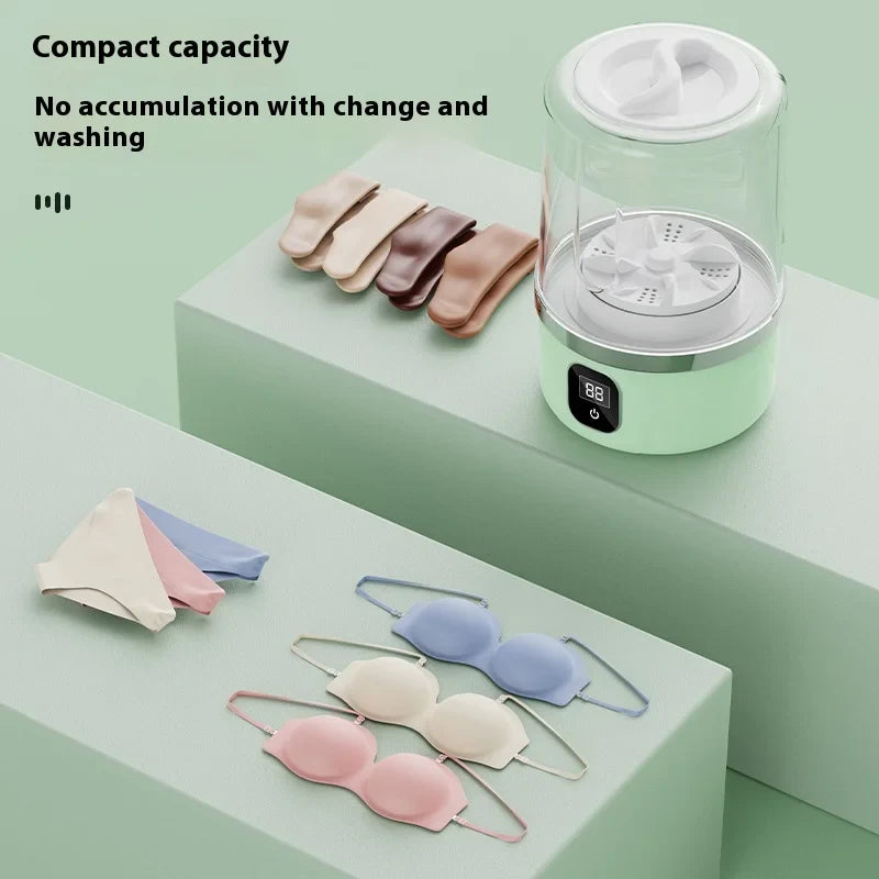 Wireless 1L Mini Washing Machine Portable Underwear Cleaner Socks Washing Machine Dehydratable Laundry Bucket