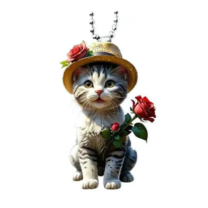Acrylic Cat Charm for Car Realistic Cat Pendant Car Ornament Hanging Decor for Car Lovers Acrylic Charm Party Festival Gift