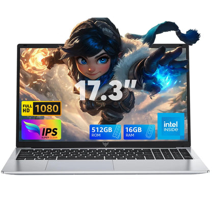 Ordinateur portable ACEMAGIC 17,3 pouces avec processeur hautes performances Quad Core-12e génération Alder Lake N97, stockage spacieux 16 Go de RAM 512 Go de ROM