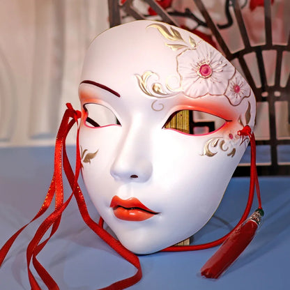 Masque de fête pour adultes, maquillage peint à la main, masque complet de file d'attente de carnaval, mascarade Kabuki pour carnaval Mardi Gras Cosplay