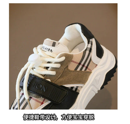 Chaussures de sport pour enfants garçons et filles, nouvelles baskets rétro d'automne, chaussures de tennis pour enfants et adolescents, chaussures de course décontractées à carreaux pour étudiants
