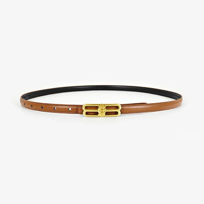 Women's genuine cowhide leather belt, luxury bb bucket, elegant design, denim belt, thin belt