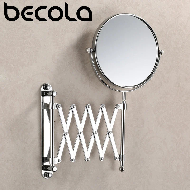 Becola 8 Pouces 3X Grossissant Mur Maquillage Miroir Recto-verso Rétractable Salle De Bain Miroir 360 Degrés Pivotant Miroir De Maquillage