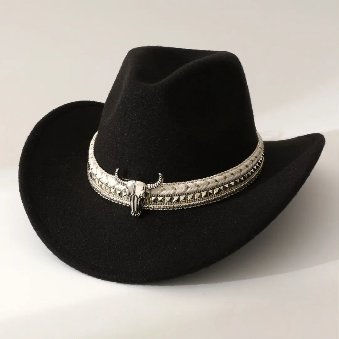 Nouveau chapeau de cowboy de style occidental, chapeau à bords roulés de style ethnique, chapeau de soleil, chapeau de jazz, chapeau de voyage d'extérieur, chapeau de cowboy imprimé vache