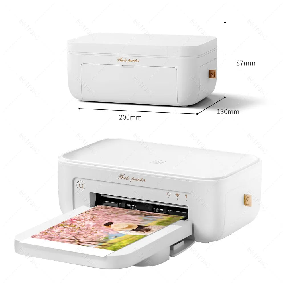 300dpi Color Photo Printer Wifi 4x6 Inch Sublimation Transfer Bluetooth Wireless Print Maker with Ribbon and Color Photo Papers