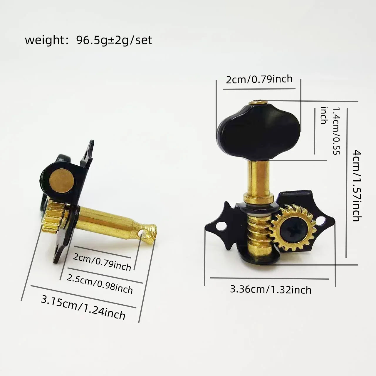 Chevilles de réglage pour ukulélé 2R2L, trou à queue courte, chevilles de réglage ouvertes pour ukulélé, enrouleur Quasi, petits accessoires pour ukulélé à 4 cordes