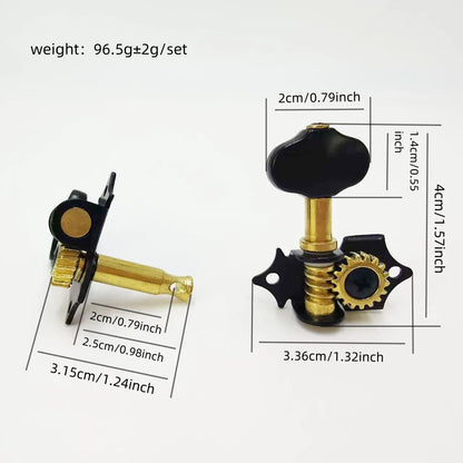Chevilles de réglage pour ukulélé 2R2L, trou à queue courte, chevilles de réglage ouvertes pour ukulélé, enrouleur Quasi, petits accessoires pour ukulélé à 4 cordes