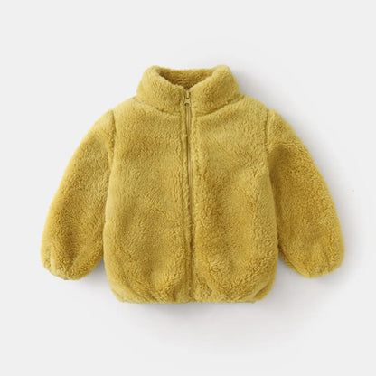 Manteau en peluche de couleur unie pour enfants, automne-hiver, chaud, pour bébés filles et garçons, veste décontractée, pardessus, vêtements pour enfants, vêtements d'extérieur pour tout-petits