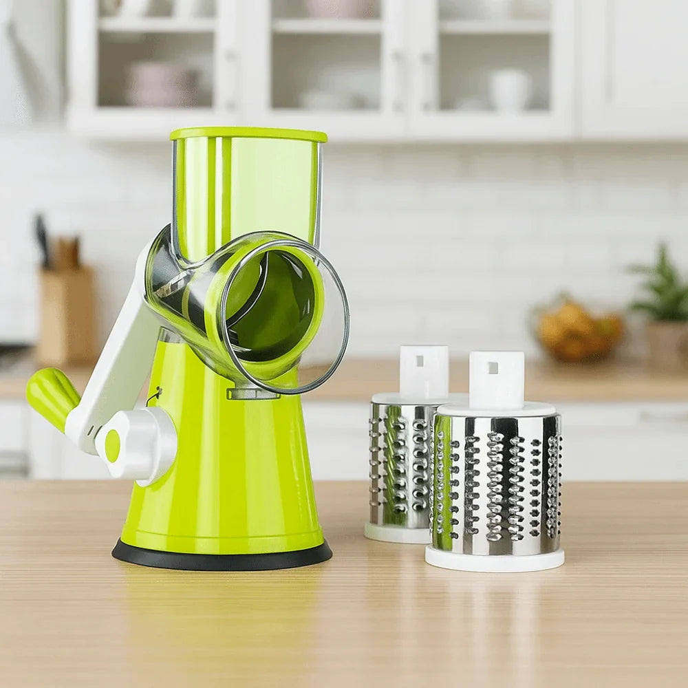 3 Sharp Drums Manual Rotary Vegetable Slicer Stainless Steel Efficient Cutting Vegetable Cutter with Handle Manual Rotary