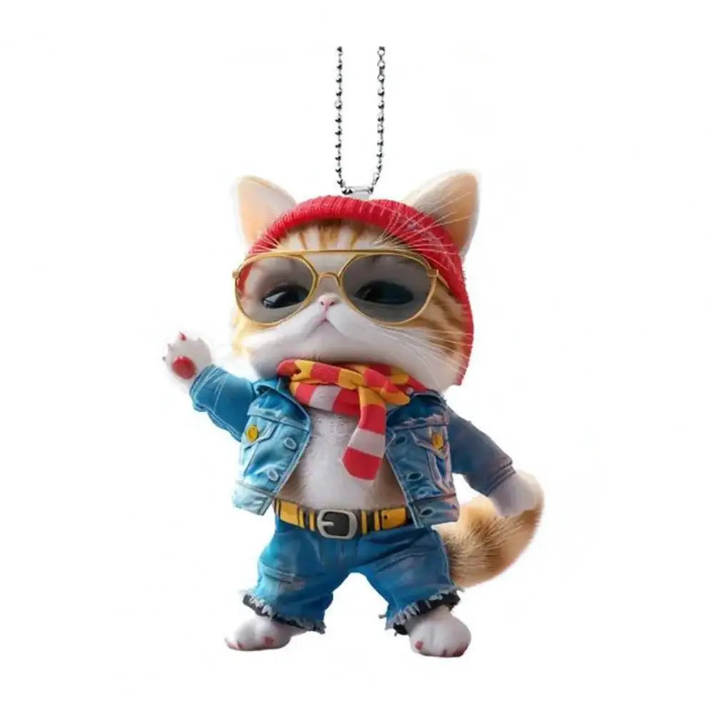 Acrylic Cat Charm for Car Realistic Cat Pendant Car Ornament Hanging Decor for Car Lovers Acrylic Charm Party Festival Gift