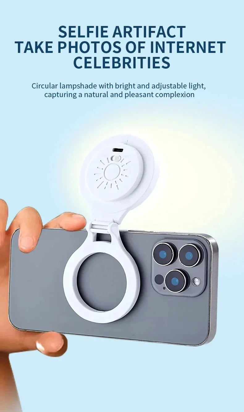 Lampe LED magnétique de poche pour Selfie, pour IPhone, IPad, téléphone portable, ordinateur portable, remplissage Flash, vidéo, Photo, lampe de photographie