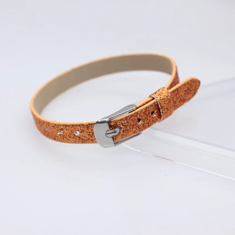 Bracelet à paillettes scintillantes, 8mm de largeur, 21cm de longueur, breloques coulissantes, lettres de l'alphabet, bijoux à bricoler soi-même, cadeau pour femmes et enfants