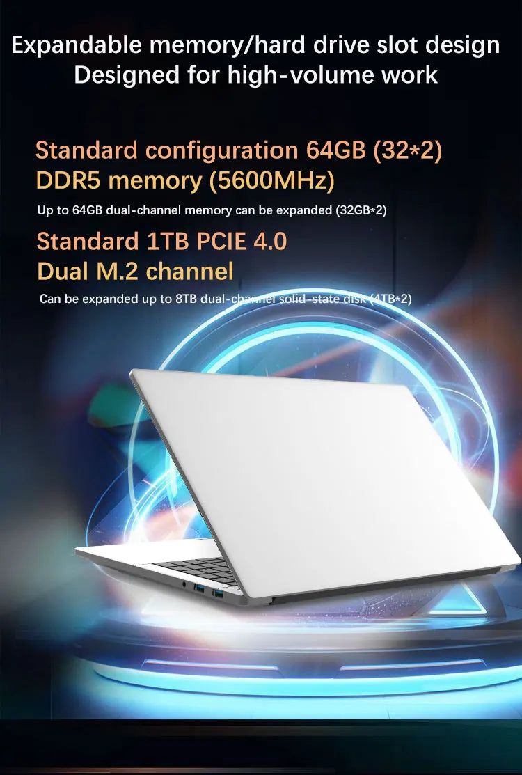 YSJMNPC New 15.6" Inch Laptop AMD Ryzen R9 6900HX R7 8845HS Max 64GB DDR5 2TB NVMe Wifi6 BT5.2 120Hz Notebook Gaming Computer PC