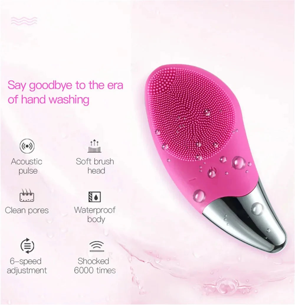 Mini Electric Face Washer Cleanser Silicone Facial Cleanser Waterproof Rechargeable Ultrasonic Pore Facial Cleaner