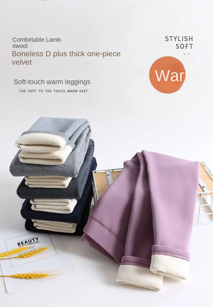 Leggings polaires désossés pour filles, pantalons polaires épais pour enfants, couleur unie, vêtements d'extérieur, automne et hiver