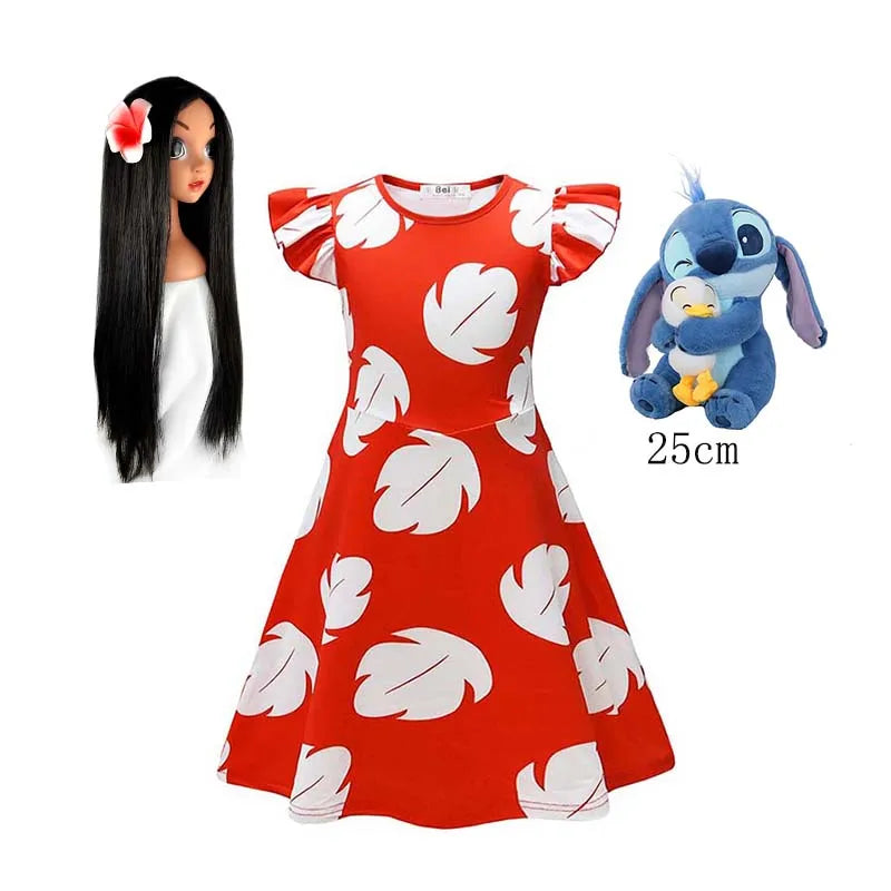 Déguisement de Lilo et Stitch pour enfants, série télévisée animée, robe hawaïenne Lilo pour tout-petits, robe d'été de voyage 2025