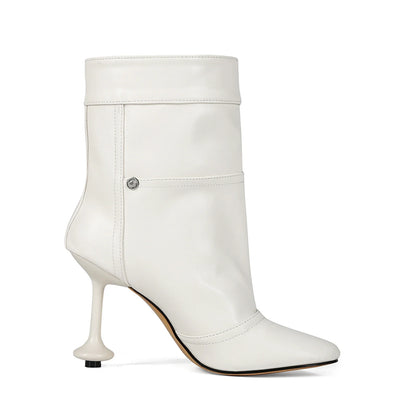 European and American Alien and Square Head Splicing Design Water Washed Cowboy Boots for Women's Trendy Side Zipper Short Boots
