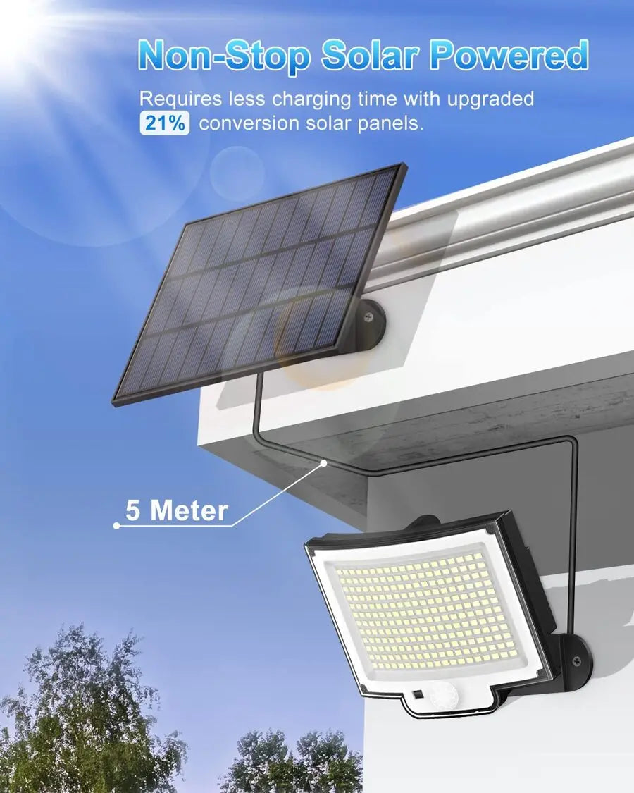 Lumières d'inondation solaires extérieures 106/318 LED lumières de mouvement solaires lumières de sécurité solaires à distance appliques murales étanche 3 Modes jardin