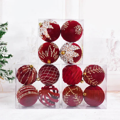 Grandes Boules de Noël Rouge de 8cm, Décorations pour la Maison, Cadeau de Nouvel An, 2024, 2025