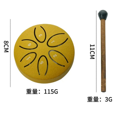 Tambour à Tongle en acier de 3 pouces, 6 tons, Instrument à main avec maillets, sons apaisants pour la méditation, le Yoga, la thérapie musicale en extérieur et en intérieur
