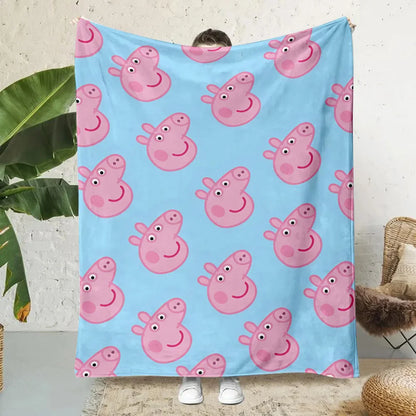 Cartoon P-Peppa Pigs Printed Blanket Picnic Blankets Warm Blanket Soft and Comfortable Blanket Home Travel Birthday Gift