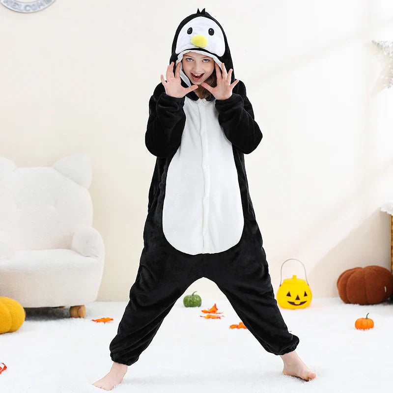 Pyjama en flanelle de carnaval pour enfants, combinaison, combinaison, dessin animé, vêtements d'hiver, Halloween, pour garçons et filles, famille
