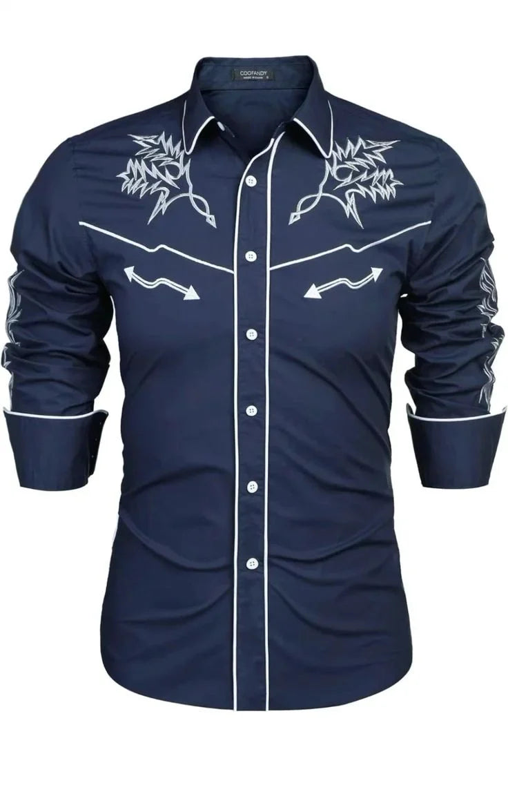 Chemise en denim western pour homme, confortable et douce, à manches longues, idéale pour le quotidien, avec boutons tendance