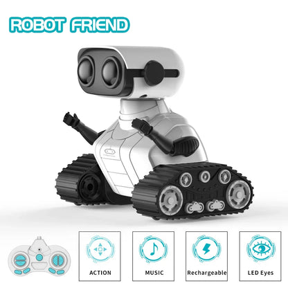 Ebo Robot jouets Robot RC Rechargeable pour enfants garçons et filles jouet télécommandé avec musique et yeux LED cadeau pour enfants