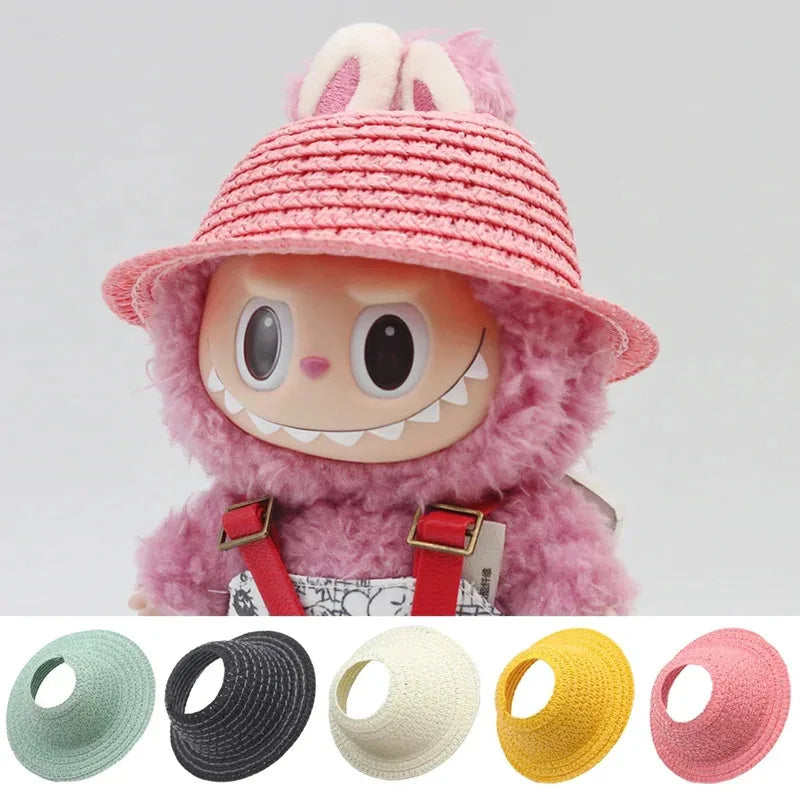 Labubu Ropa V1V2 Colorful Hollow Top Straw Hat Outdoor Labubu Clothes Accessories