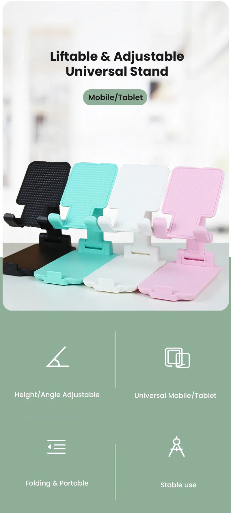 Desktop Phone Holder Stand Mobile Phone Support Adjustable Angle Height Cell Phone Stand Universal for All Smart Phones