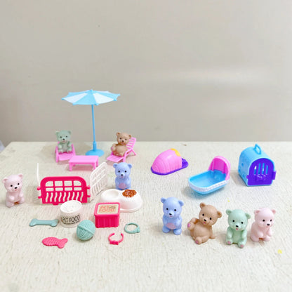 Maison de jeu pour enfants, jouets pour animaux de compagnie, ours en peluche, salles de bains pour animaux de compagnie, jouets familiaux, jouets de scène pour petites filles, cadeaux pour enfants