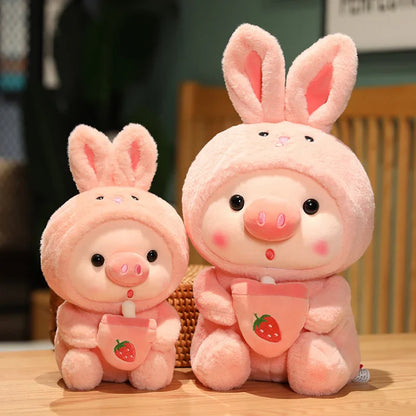 Peluche Kawaii Cochon Boba, Animal en Peluche Cochon, Déguisement Licorne Grenouille, Oreiller Doux, Jouets pour Enfants, Cadeau d'Anniversaire