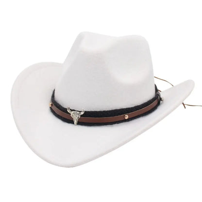 Western Cowboy Hat Jazz Knight Hats For Men Ethnic Style Felt Hats With Bull Shaped Decor Grassland Country Hat Sombrero