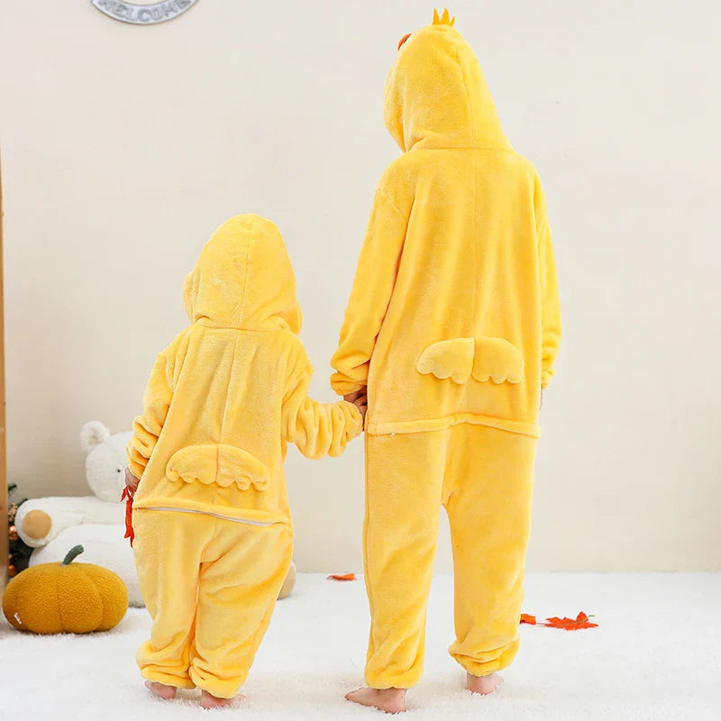 MICHLEY Pyjama grenouillère en flanelle pour Halloween, hiver, avec capuche, pour enfants, déguisement familial, combinaison de nuit, robe de chambre pour garçons et filles