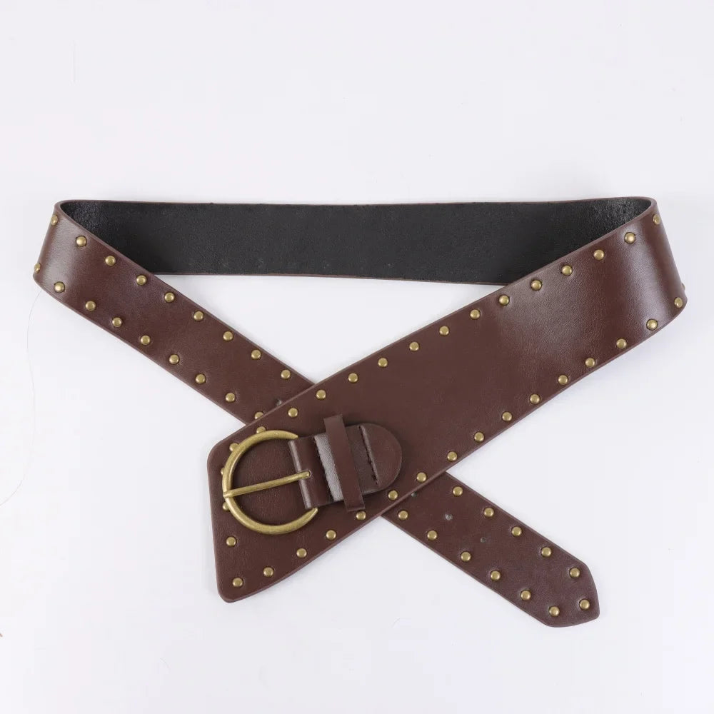 Y2K – ceinture en cuir Corset de Cowgirl occidentale rétro, Punk gothique, Rivet large, cintré à la taille, ceinture Corset sauvage pour femmes