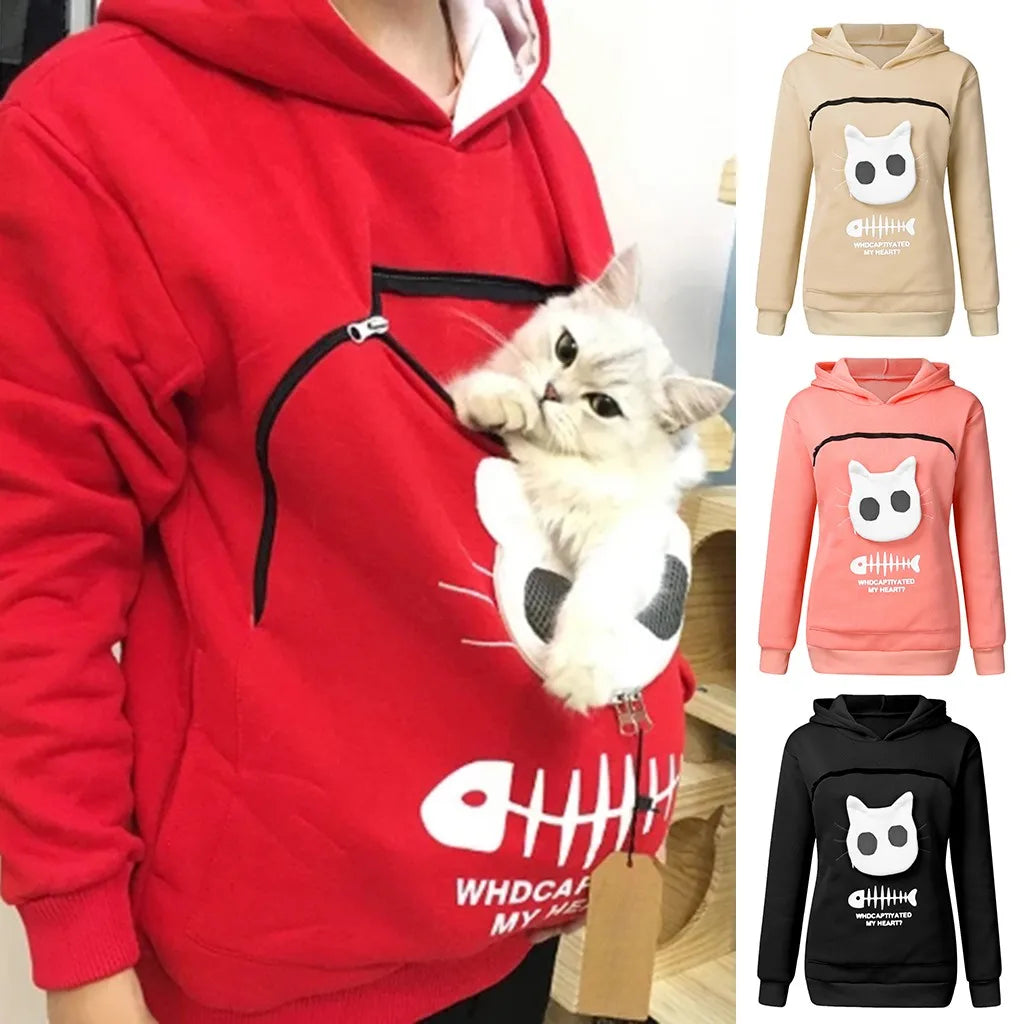 Hot Carry Pet Pocket Sweatshirt Winter Animal Pouch Hood Tops Kat Hond Keep Warm Ademend Hooded Kat Carriers Zakken Kat levert