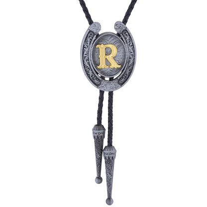RechicGu-26 lettres Bolo pour homme, style western, cow-boy, cow-girl, cravate en cuir, collier rodéo, bijoux cadeaux, Dropshipping