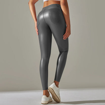 Leggings en cuir PU femmes Sexy Scrunch fesses Leggings filles Faux cuir pantalon taille haute Push Up Leggings décontractés 6 couleurs