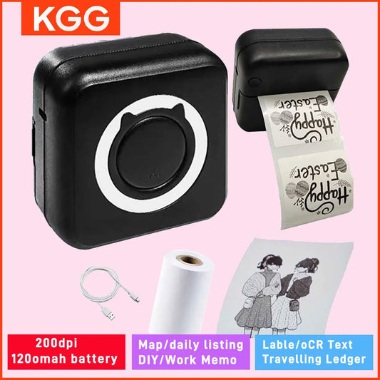 Mini Pocket Printer Inkless Bluetooth Wireless Thermal Luggage/Book Tags Boarding Pass Label Note Photo Printing Portable Maker