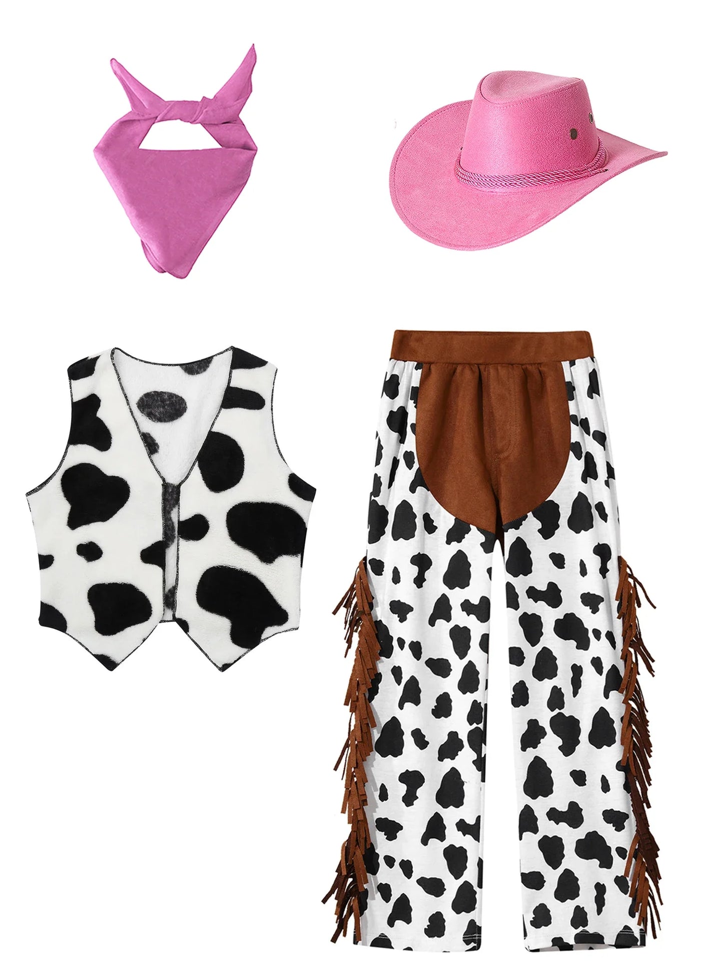Costumes de Cowboy Western pour Enfants, Tenue de Cowboy pour Bol et Garçons, Chaps Pantalon avec Glaand Bandana Chapeau, Cowgirls fur s Up, ixd'Halloween